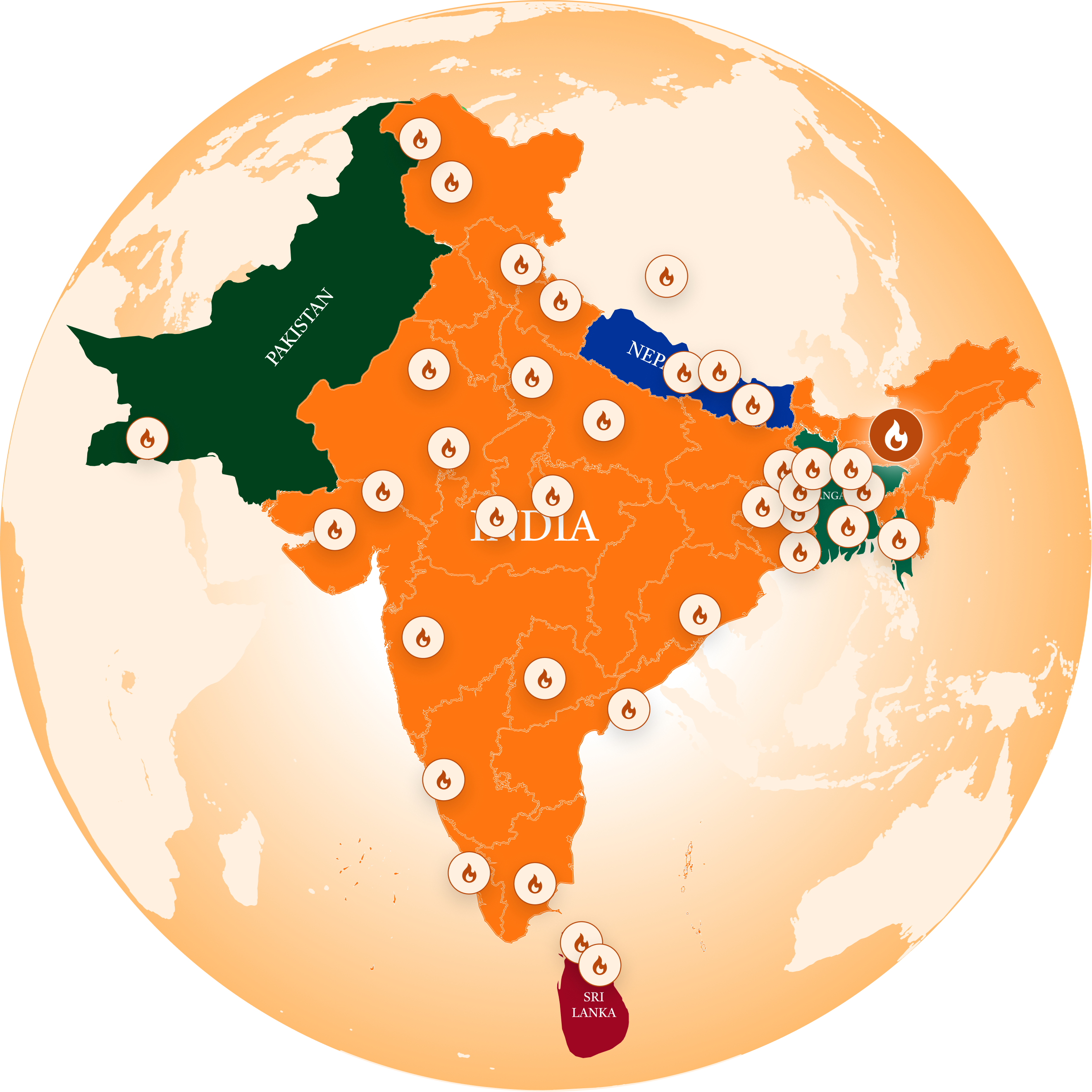 Map view of 51 Shakti Peethas